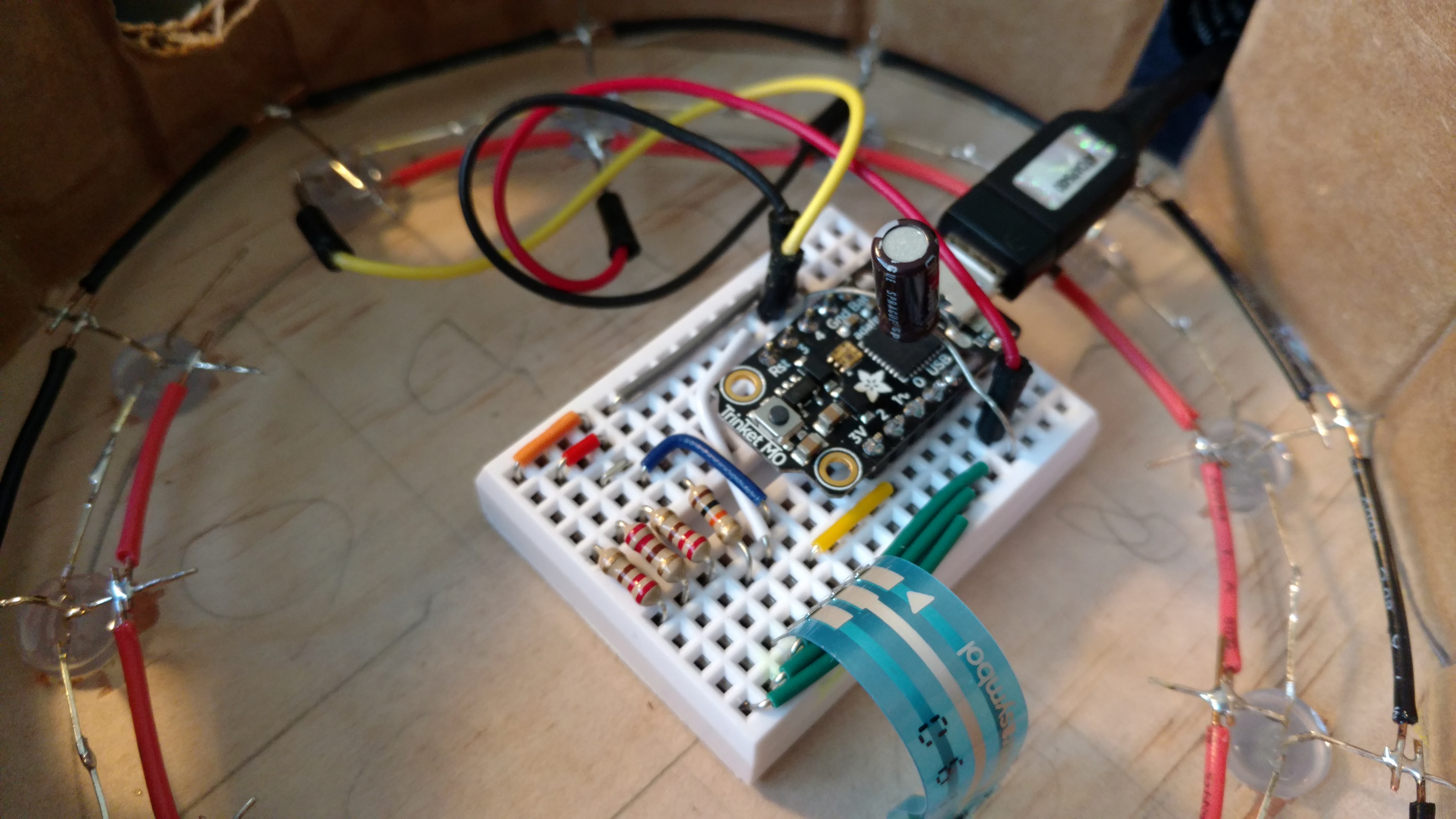 breadboard with only leds and touch wheel